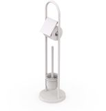 Merkloos Relaxdays Toiletbutler - 79 cm - met toiletborstel - RVS - Wit