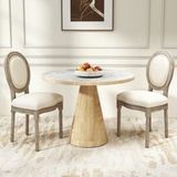 Lot de 2 chaises vintage en bois avec revêtement tissu, 49x56x96cm, blanc cassé