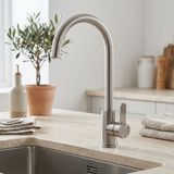 Aquanello Robinet de cuisine inox bec rond Forma SS-1002-FM