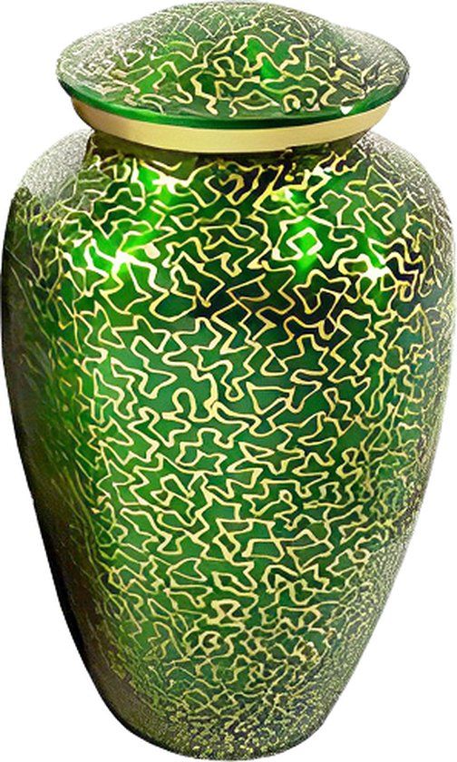 Hemelwinkel XXL Urn - 2.2 Liter - Painted Green - Metal - Adult - Drop Shape