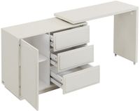 Vente-unique Kaptafel met draaiende hoek - 3 lades en 1 deurtje - MDF - Beige - VELANTO