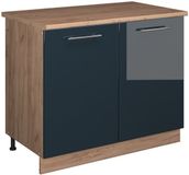 Vicco Wastafelkast Fame-Line, Donkerblauw hoogglans/Goudkleurig Eiken, 100 cm