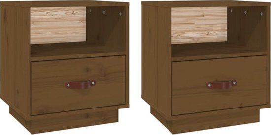VidaXL Nachtkastjes 2 st 40x34x45 cm massief grenenhout honingbruin