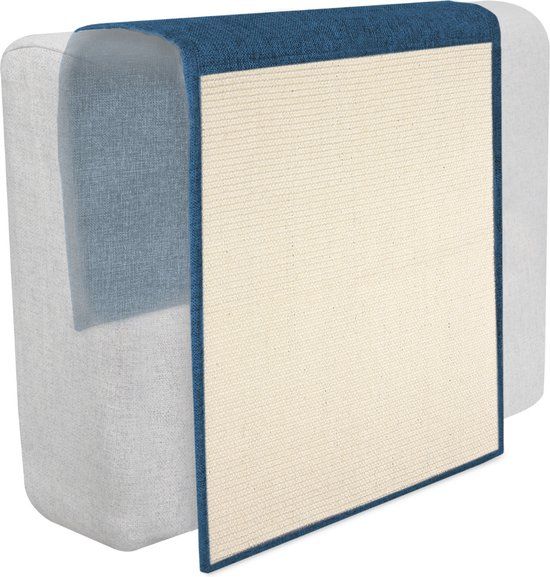Navaris Krabmat voor Katten - 130 x 45 cm - Blauw - Sisal en Linnen - Bankbescherming