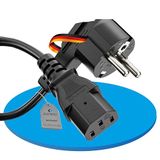 sonero Stroomkabel 3-polig 10 m 90° haaks geaard contact stekker naar C13 bus voor monitor, pc-printer, zwart