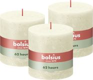 Bolsius Bougie rustique 3 pièces Ivoire 10 x 10cm 62 heures de combustion