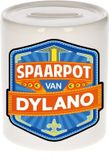 Bellatio Decorations Kinder spaarpot met naam - Dylano - keramiek - met dop - wit
