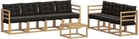 vidaXL - Acacia Houten Loungeset - Wit en Zwart - 7 Zitplaatsen