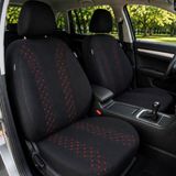 BREMER SITZBEZÜGE Autostoelhoezen compatibel met VW T6 T6.1 Caravelle bestuurders- en passagiersset vanaf 2015 - 2021 / autostoelhoezenset autostoelhoezen set 2 stuks in zwart/rode naad