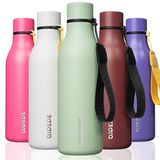 BJPKPK 530 ml Thermosfles met Riemaal, BPA-vrij, Lekdicht, 3 Kopjes | Herbruikbare Drinkfles voor Sport, Reizen En School, Macaron Groen