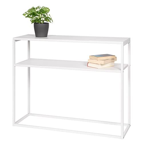 bremermann WC-set met flexibele 3-in-1 borstel, Consoletafel met plank, staand rek, bloemenkruk, metaal, wit