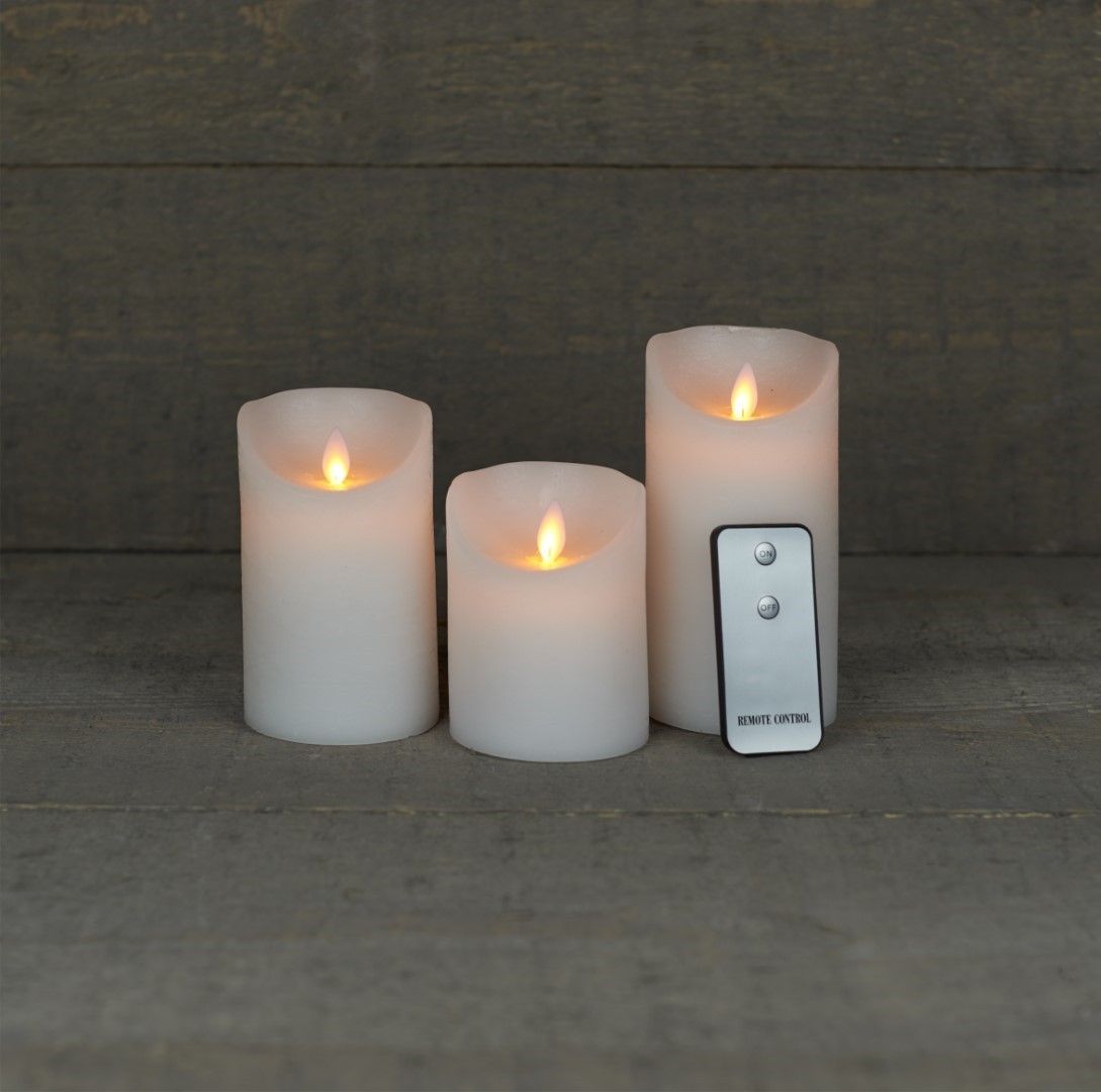 Anna's Collection Batterijverlichting LED Kaarsen Set - 3 stuks - Wax - Wit - Met Afstandsbediening