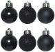 Decoris - Kerstballen - 3 cm - 14 stuks - Kunststof - Zwart - glans/mat/glitter