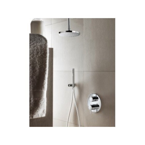 hotbath IBS 2RA complete thermostatische douche inbouwset Laddy R met 2 weg stop omstel IBS2RA chroom staafmodel handdouche met plafondbuis 30cm diameter douchekop 30cm IBS2RACR-S-P30-M106