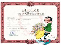 Gaston Lagaffe dubbele kaart met envelop voor verjaardag, Diplôme de la 60aine épanouie - tas voor kaarsen
