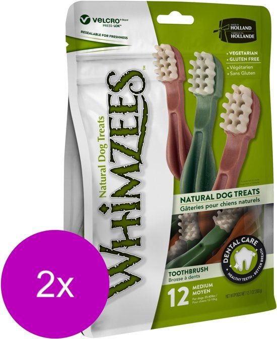 Whimzees Tandenborstel Medium - Hondensnacks - 2 x 12 cm