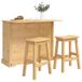 vidaXL Keukenset, eiland, 3-delig, honingwas, 112 x 70 x 91,5 cm