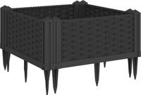 vidaXL Plantenbak met pinnen 42,5x42,5x28,5 cm polypropeen zwart