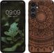 kwmobile Samsung Galaxy S23 FE Houten Telefoonhoesje - Donkerbruin Indian Sun Design