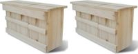 vidaXL Mussenhuizen - 2 stuks - Hout - 44x15,5x21,5 cm