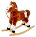 Cheval à bascule en bois pour enfants - Jouet avec sons d'animaux - 74 x 28 x 65 cm - Convient jusqu'à 10 kg - Pour enfants de 0 à 6 ans - Vert olive