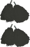 Funny Fashion Cheerballs/pompoms - set van 4x - noir - avec franges et poignée de bâton - 25 cm - pour enfants