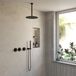 Boss & Wessing Sensa BWS Inbouw Regendouche | Mat Zwart PVD | Plafonduitloop | 30cm Hoofddouche met Handdouche | Stopkranen