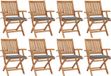 vidaXL Fauteuils pliants avec coussins, set de 8 pièces, bois de teck massif