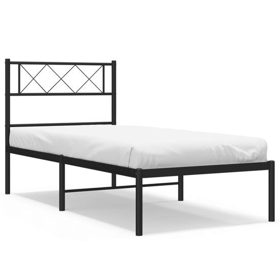 vidaXL Bedframe met hoofdbord Metaal Zwart 107x203 cm