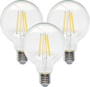 Homeylux - Set van 3 Smart E27 LED filament lampen - G125 Bolvormig - Wifi & Bluetooth (Seamless connect) - 806lm - 7 Watt - Warm wit tot koud wit - Slimme LED lampen - te bedienen via Google Home, Amazon Alexa en Siri