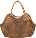 Designed by Lotte Tebby Draagtas Hond - Hondentas - Teddy-stof - Cognac
