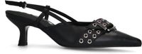 Sacha - Dames - Zwarte buckle slingbacks met kitten heel - Maat 39