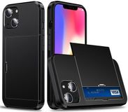 Selected by GSMpunt.nl Hoesje met Kaarthouder Slider Geschikt voor Apple iPhone 15 Plus | Back Cover Pasjeshouder Achterkant | Kaarthouder voor Twee Pasjes | Zwart