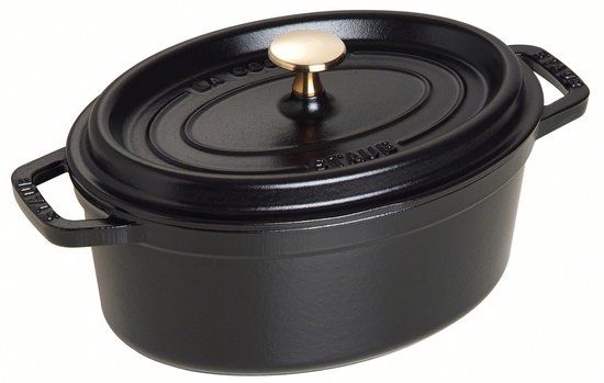 Staub Oval Cocotte Braadpan - 23 cm - Zwart