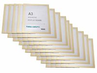TUKA-i-AKUT [50x] A3 Infoframe Magneetlijst met Zelfklevende Achterkant, Gemakkelijk Uitwisselbaare Magnetische Wissellijst voor Wanden en Deuren, Informatielijst Set van 50 Goud Kleur, TKD8400-A3-50x