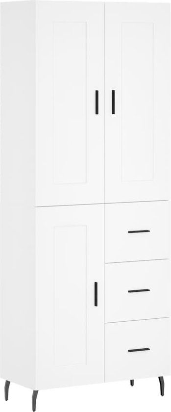 vidaXL Hoge kast 69,5x34x180 cm bewerkt hout wit