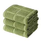 Anyi Keukendoeken zwaar belastbare absorberende vaatdoeken met ophanglus 100% katoenen theestrappen (16 x 26, set van 3) (groen)