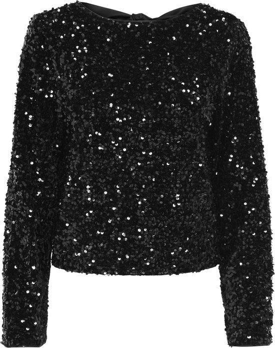 Only T-shirt Onlconfidence L/s Sequin Bow Top Jr 15360166 Black - L