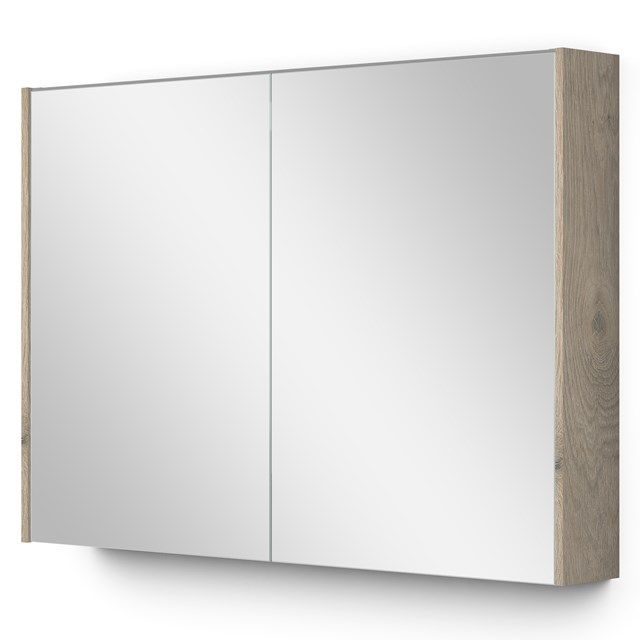 Maxaro Spiegelkast Met Verlichting Modulo 100x70cm Lichtgrijs Eiken