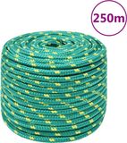 vidaXL Boottouw - 12 mm - 250 m - Polypropyleen - Groen
