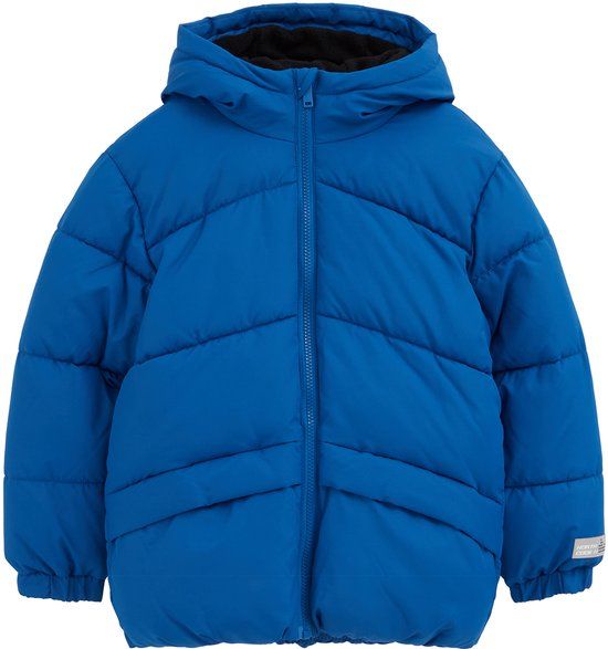 WE Fashion Jongens gewatteerde jas met fleecevoering - Kobaltblauw - Maat 122/128