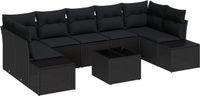 vidaXL Tuinbank Set 8-delig Zwart Polyrattan