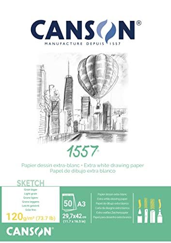 Canson 1557 tekenpapier - A3 - 120 g - 50 vellen - Puur wit