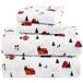 Comfort Spaces Flanellen lakens, 100% katoen, Twin XL, ultrazachte, gezellige set met diepe hoeken van 30,5 cm, voor matras tot 35,6 cm, warm, novelty-print kerstdorp, 3-delig