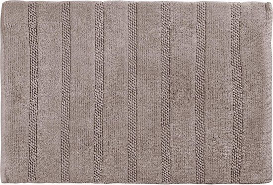 Differnz Stripes Badmat - 45x75cm - Taupe - Hoogpolig - Anti-slip