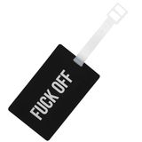 Fisura Originele kofferidentificatie "F*ck off" bagagelabel zwart van siliconen voor koffer of rugzak 10,5 cm x 6,5 cm