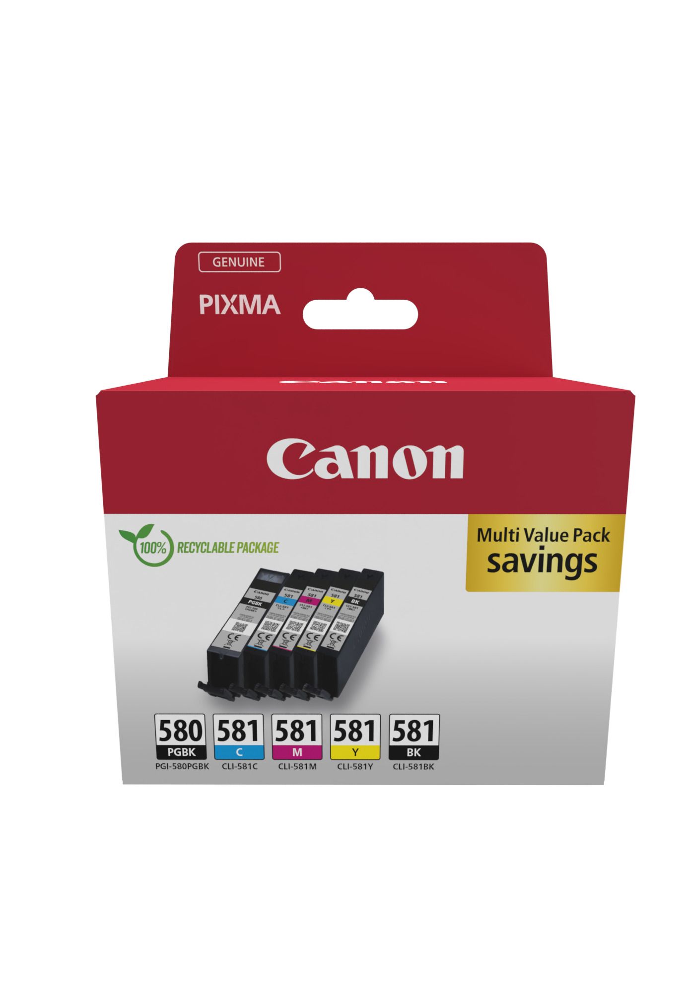 Canon PGI-580/CLI-581 Ink Cartridge Multipack - Black, Cyan, Magenta, Yellow - 5 Pack