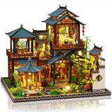 OEM Bloemenhof Miniatuur poppenhuis, doe-het-zelf bouwpakket, hout, met LED-verlichting