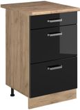Vicco Keukenonderkast R-Line, Zwart hoogglans/Goudkleurig Eiken, 50 cm