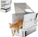 PawHut Litière pour chat - Acier inoxydable 201 - 60,2x40,2x43,7cm - Gris clair